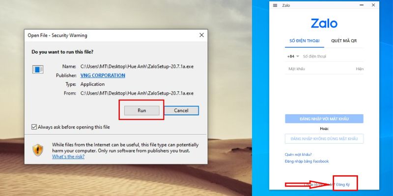 Hướng dẫn những bước cài đặt file Zalo PC trên thiết bị
