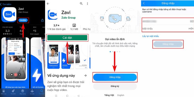 Từng bước tải xuống Zavi cho điện thoại