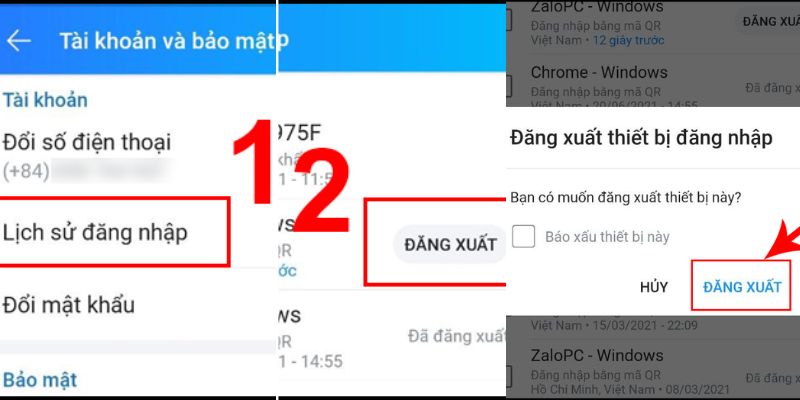 Cuối cùng chọn Đăng xuất ở Lịch sử đăng nhập là hoàn tất