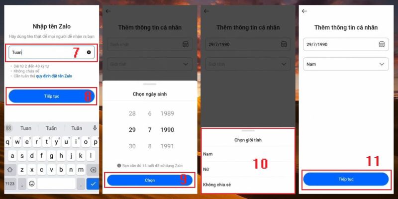 Người dùng cần cập nhật thông tin cá nhân Zalo yêu cầu