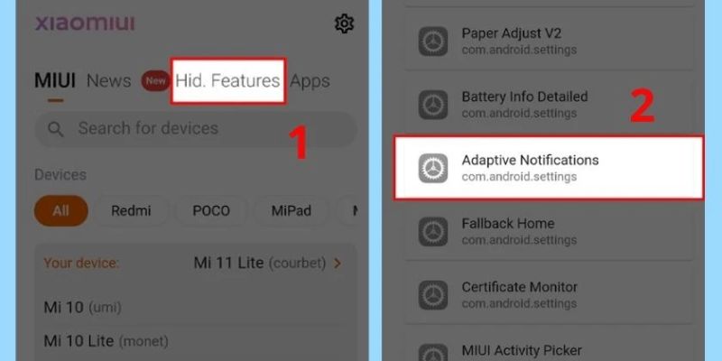 Truy cập Adaptive Notifications để tìm tính năng ẩn