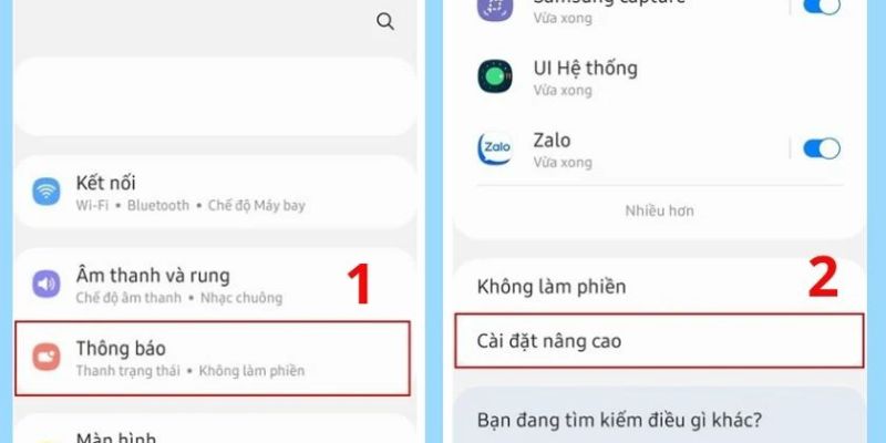 Vào cài đặt nâng cao trên điện thoại Samsung