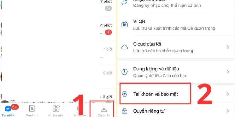 Vào mục Bảo mật để bắt đầu xác thực tài khoản Zalo