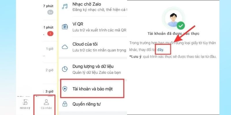Vào mục tài khoản và bảo mật để đổi thông tin cá nhân